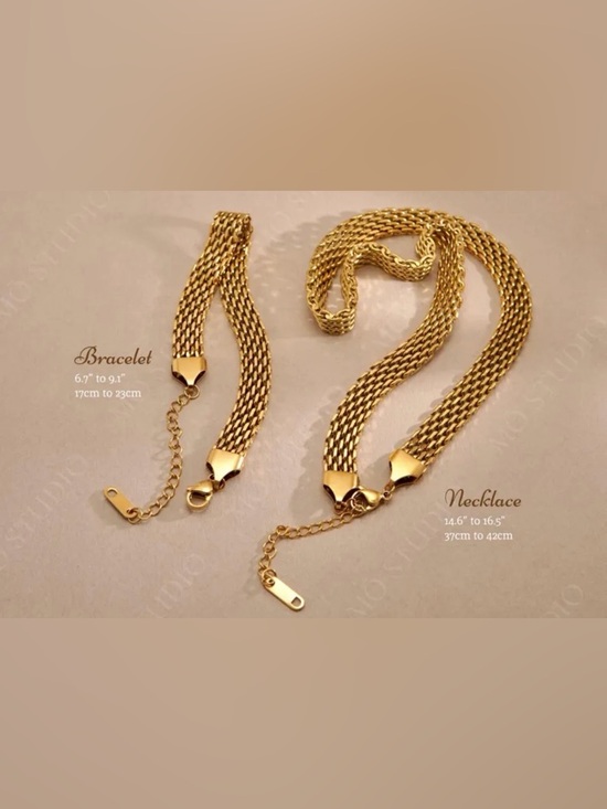 Anthropologie Jewelry - Gold Woven Chain Necklace and Bracelet
Stainless Steel Set